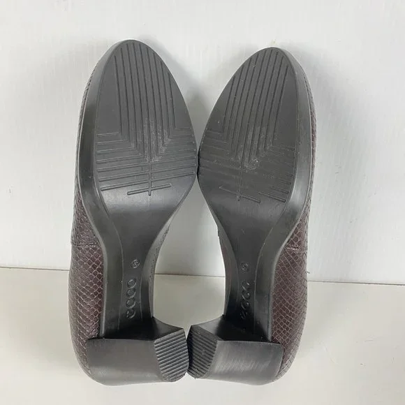 Ecco Danish Design Snake Embossed Leather Heel Bootie Brown Women's 39 US 8/8.5 - Picture 11 of 12